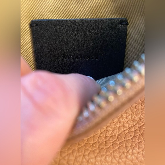 Auth All Saints NWT pink terracotta crossbody chain silver hardware dust bag - Picture 13 of 16